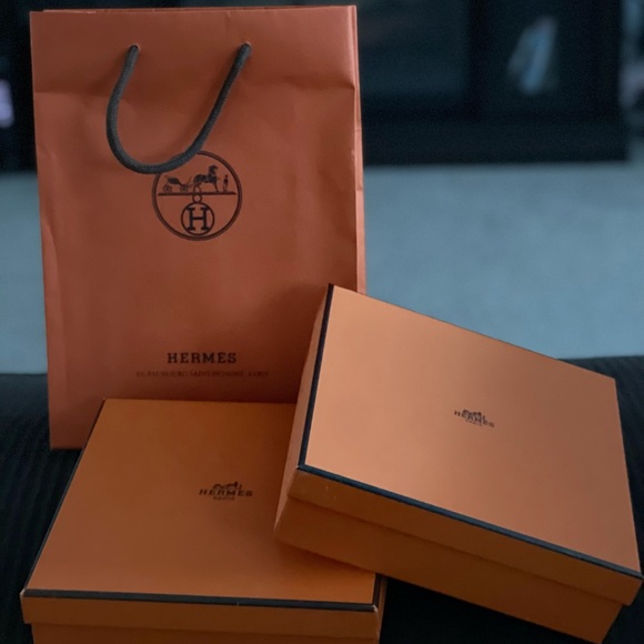 Hermes authentic square empty boxes, paper bag. All 3 items sell together. - Picture 1 of 5